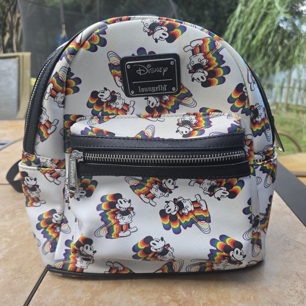 LOUNGEFLY DISNEY RAINBOW MICKEY MOUSE BACKPACK BAG